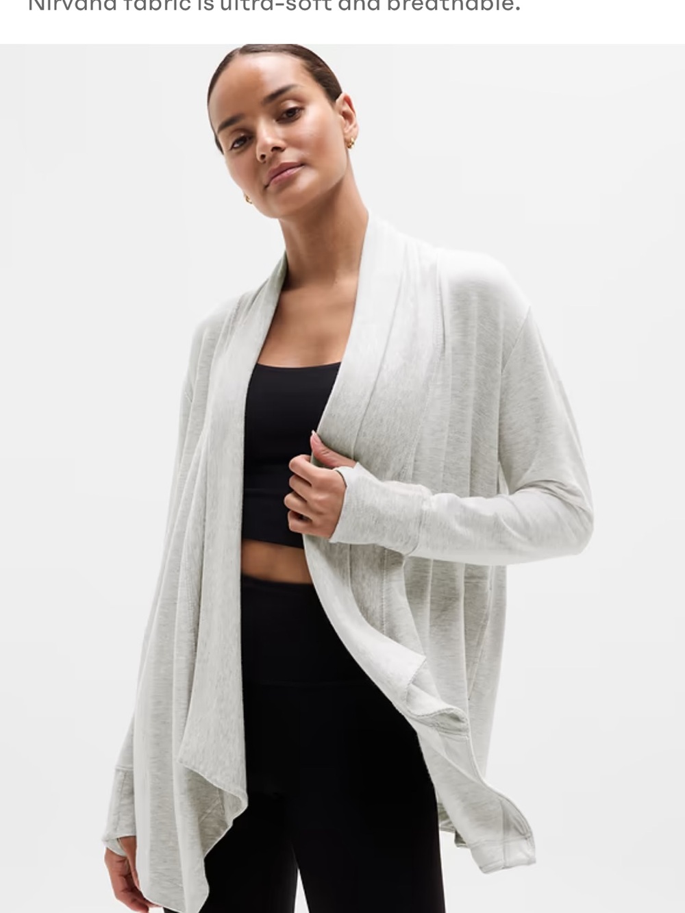 Athleta Light Gray Women’s  Open Front Cardigan